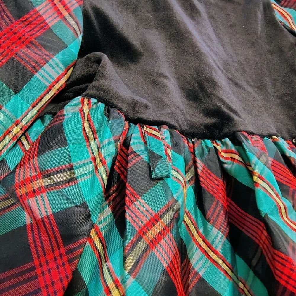 Vintage 1980s Martha's Too Girls‎ 4 Plaid Tiered Christmas Party Dress